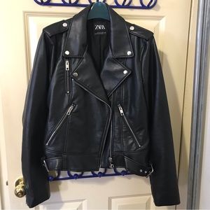 Zara Black Faux Leather Jacket